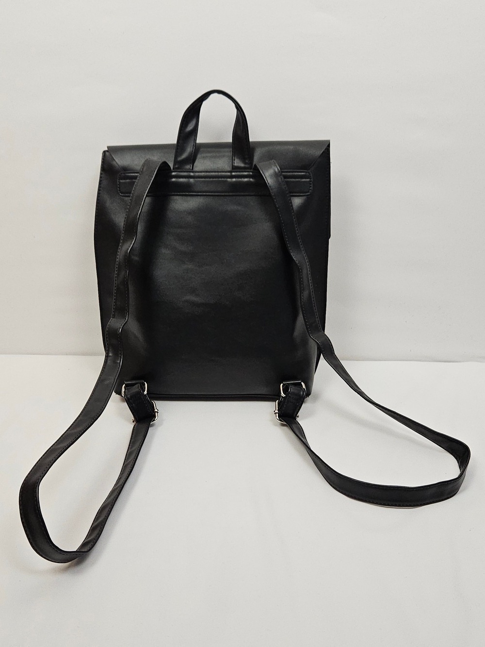 Roots 73 Black Leather Backpack Minimalist Structured Top Handle Bag - Picture 3 of 10